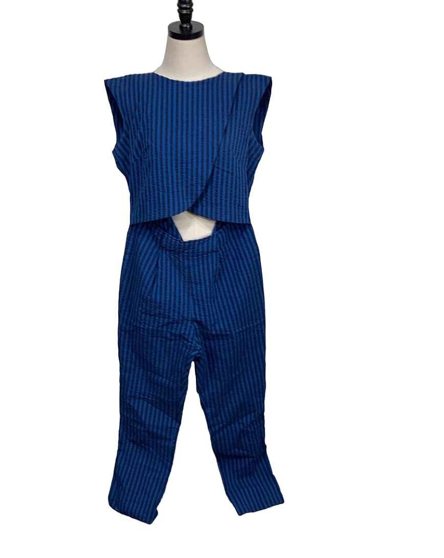 Baby Product Madri Collection | Madri Collection Crossover Nursing Jumpsuit, Blue Stripe, Xs