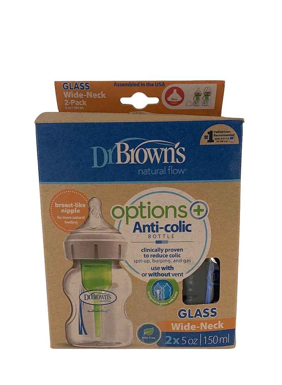 Baby Product Dr. Brown's | Dr. Brown'S Options+ Anti Colic Wide Neck Glass Bottles 2-Pack, 5Oz