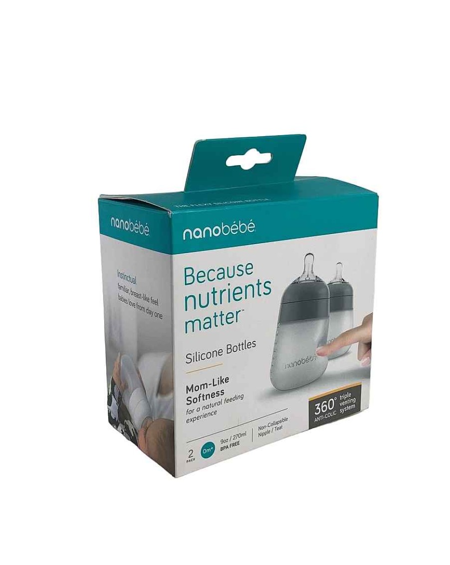 Baby Product Nanobébé | Nanobebe Flexy Silicone Baby Bottles, 9Oz, 2-Pack, Grey