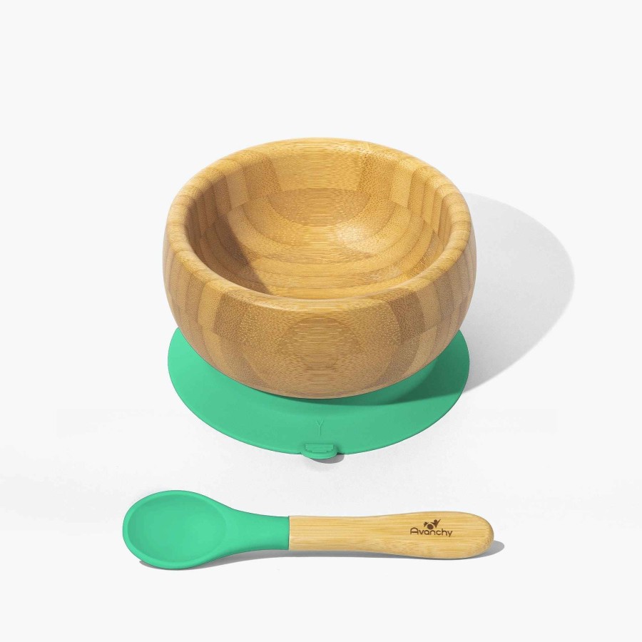 Baby Product Avanchy | Avanchy Bamboo Bowl And Spoon Set, Green