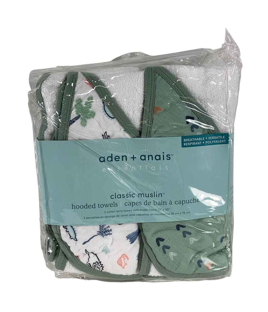 Baby Product Aden + Anais | Aden + Anais Essentials Cotton Muslin Hooded Towel, 2 Pack, Dinotime