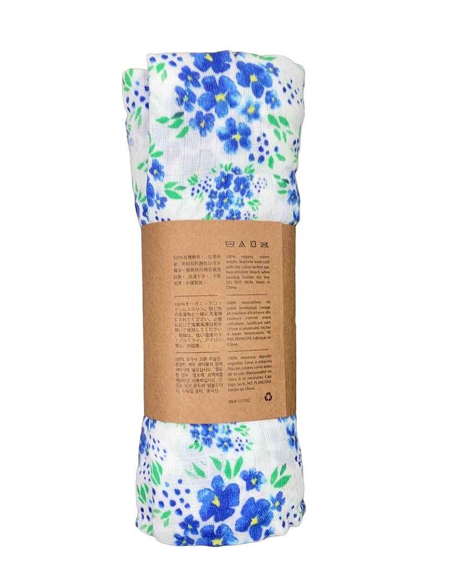 Baby Product Malabar Baby | Malabar Baby Organic Cotton Swaddle Blanket, Blue Flower