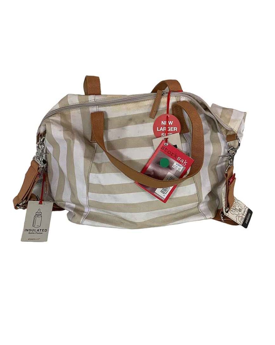 Baby Product StorkSak | Storksak Noa Shoulder Diaper Bag, Stripe Fawn