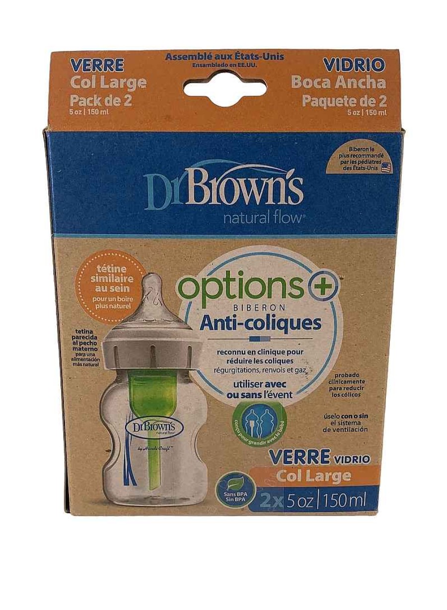 Baby Product Dr. Brown's | Dr. Brown'S Options+ Anti Colic Wide Neck Glass Bottles 2-Pack, 5Oz