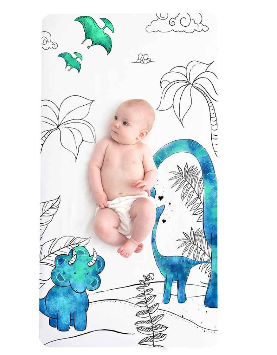 Baby Product JumpOff Jo | Jumpoff Jo Fitted Crib Sheet, Tiny Blue Dino