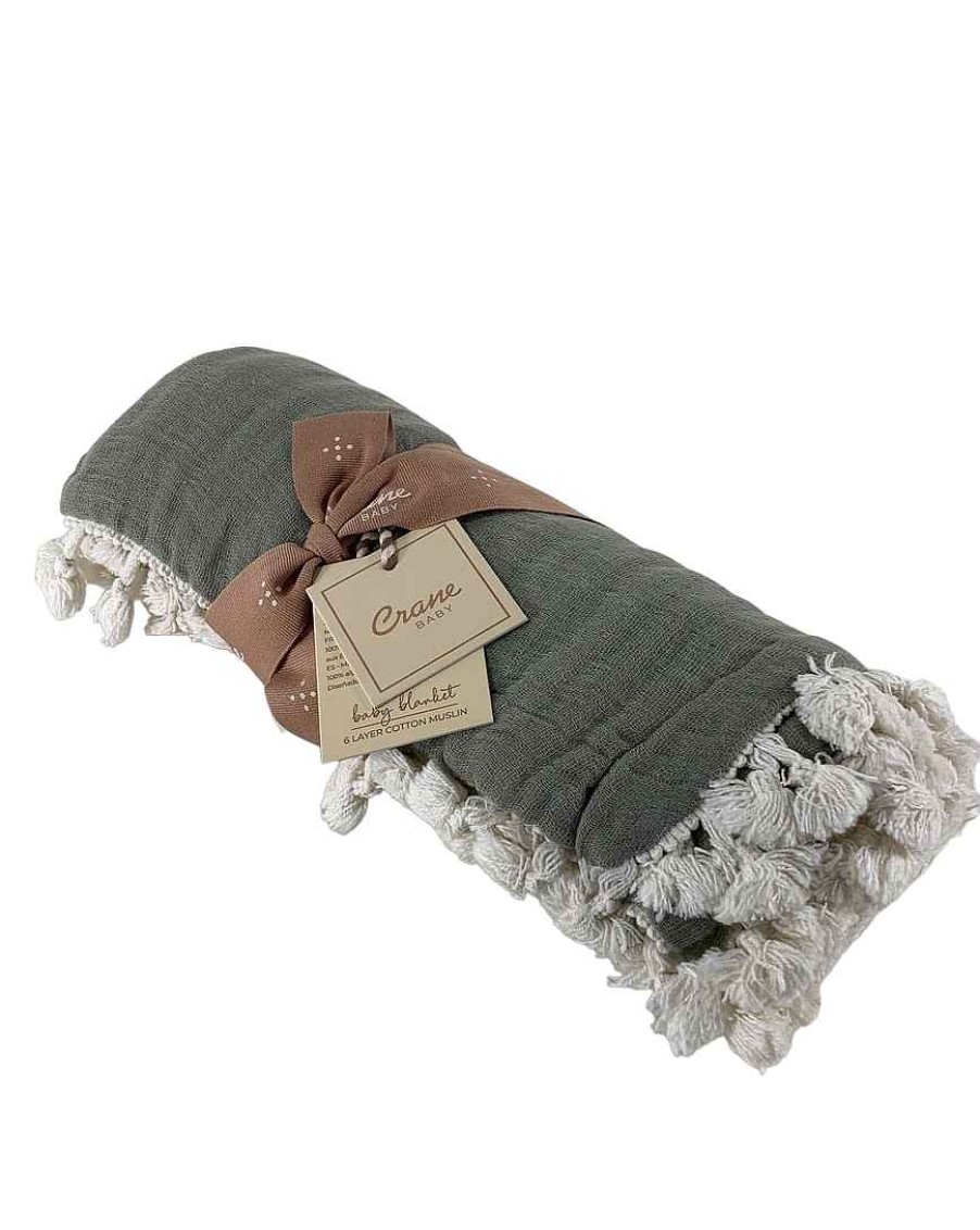 Baby Product Crane Baby | Crane Baby 6 Layer Muslin Blanket, Evergreen